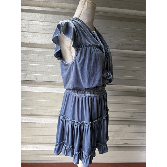 MISA Velvet Dress Blue Tiered Ruffles Tassels Size Medium NWT - Picture 8 of 15